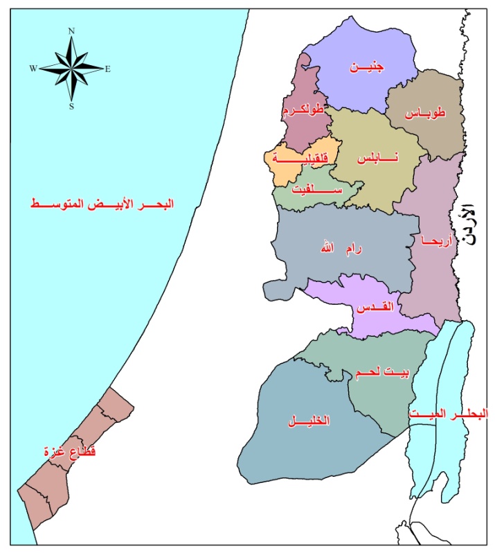 موقع محافظة سلفيت في فلسطين